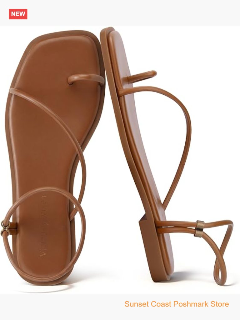 Square Toe Strappy Ankle Strap Flat Sandals Cushioned Footbed